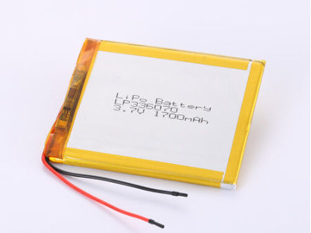 خرید ترکیب شیمیایی باتری پلیمر لیتیوم LP336070 3.7V 1700MAH با حفاظت از تخلیه بیش از حد و سرعت تخلیه بالا تولید آنلاین