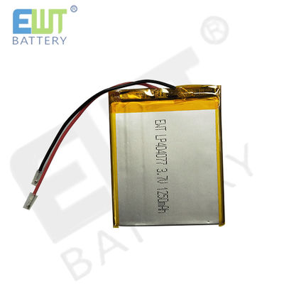 باتری پلیمر لیتیوم رنگ نقره ای با محافظت از مدار کوتاه LP404077 3.7V 1250mAh