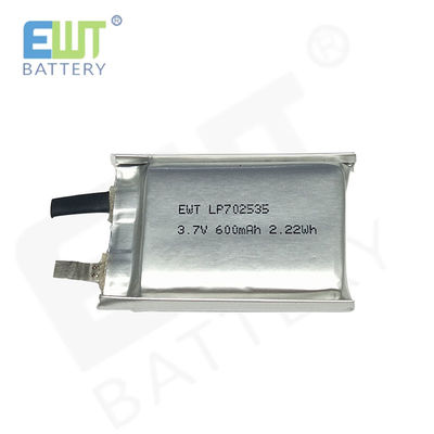 باتری قابل شارژ مجدد لیتیوم پلیمر LP702535 3.7V 600mAh با پشتیبانی OEM ODM و حفاظت از تخلیه