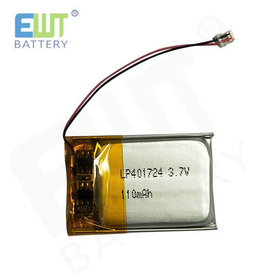 باتری پلیمر لیتیوم یون نقره ای LP401724 3.7V 110mAh برای عملکرد قابل اعتماد و برتر