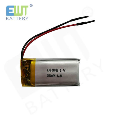 LP601836 3.7V 350mAh باتری پلیمر لیتیوم 1S1P برای حمل و نقل هوایی یا دریایی پایدار