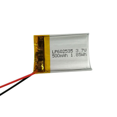 LP602535 3.7V باتری پلیمر لیتیوم 500mAh با گواهینامه IEC62133 و جریان تخلیه موجود 1C