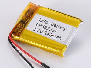 LP362227 3.7V 240mAh باتری پلیمر لیتیوم با چگالی انرژی بالا 150-200 Wh / kg و حداکثر تخلیه 0.35A