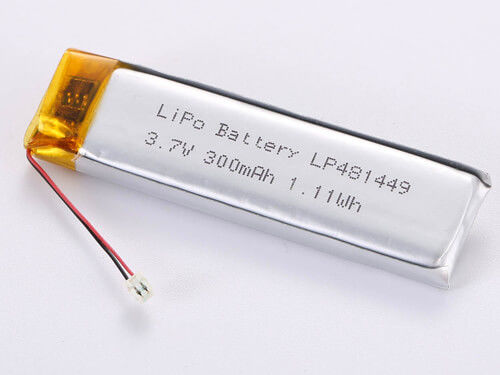 LP481449 3.7V 300MAH اتصال دهنده تخلیه JST بسته لیپو با ظرفیت بالا برای کاربردهای حرفه ای -20 تا 45 درجه سانتیگراد