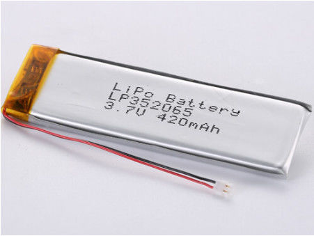 LP352065 3.7V 420MAH باتری پلیمر لیتیوم با سیم های قرمز و سیاه 50 میلی متر ROHS گواهینامه 12 ماه گارانتی