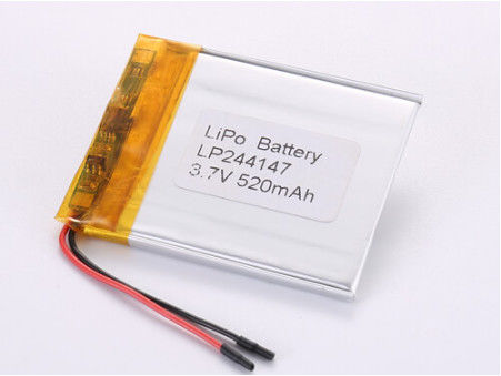 سایر مواد آنودی سلول شارژ مجدد لیتیوم یون پلیمر LP244147 3.7V 520MAH برای حداکثر عملکرد و گواهینامه ROHS