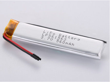 3.7V 560MAH JST نوع کانکتور باتری پلیمر لیتیوم قابل شارژ مجدد با جریان تخلیه 1C سبک وزن و با دوام