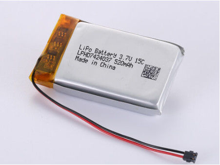 باتری پلیمر لیتیوم نقره ای LPHD7424037 3.7V 520MAH با حفاظت از PCB
