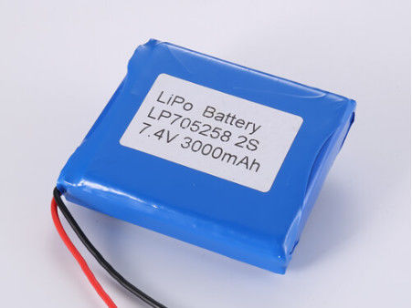 باتری پلیمری لیتیوم ماندگار LP705258 7.4V 3000MAH با نوع ذخیره سازی قابل شارژ و قدرتمند